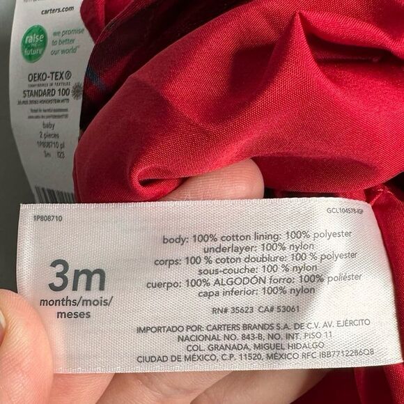 Carter’s Red Plaid Christmas Holiday Dress Only Red Bows Size 3 Months NEW NWT - Picture 5 of 8